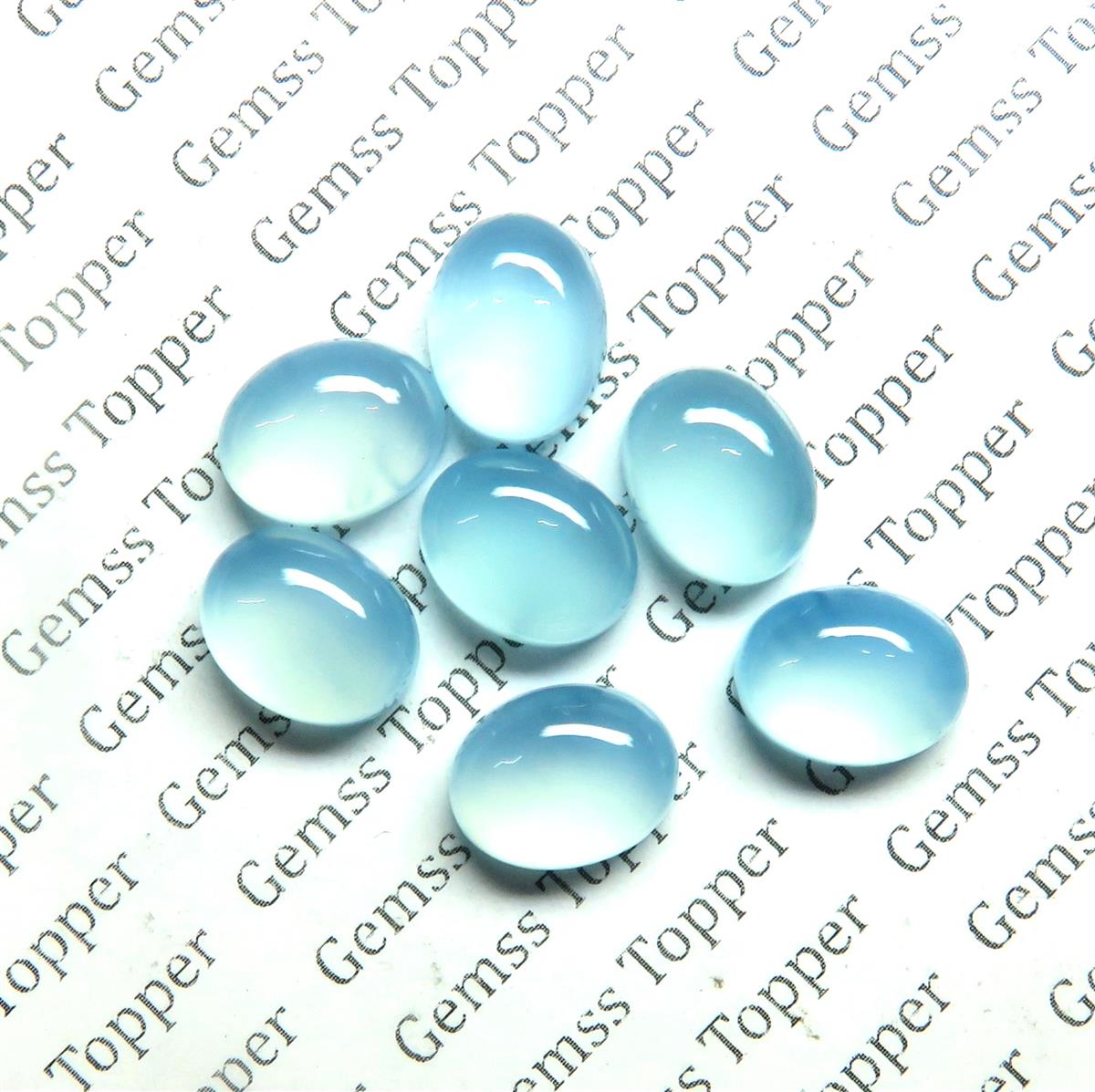 Blue Topaz  Chalcedony 4x6 mm Oval Cabochon